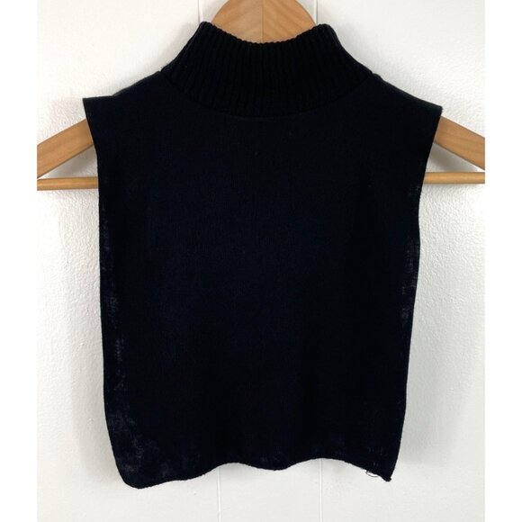 Vintage Black Ribbed Turtleneck Dickey Scarf Style 100% Acrylic Made In USA - Picture 1 of 5